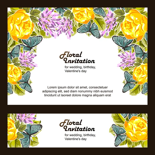 Set floraler Einladungskarten — Stockvektor