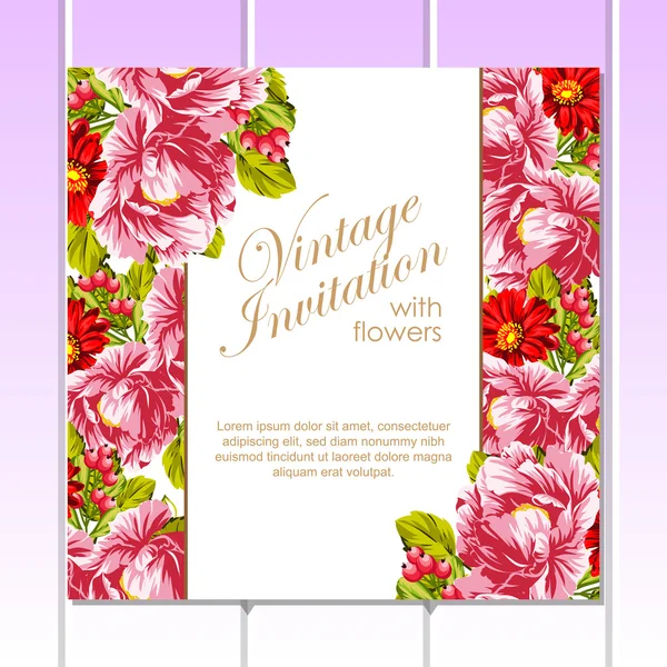 Tarjeta de invitación floral vintage — Archivo Imágenes Vectoriales