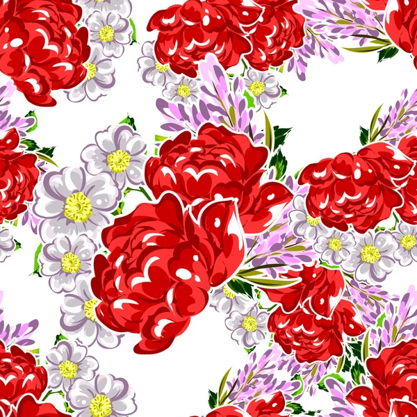 รูปแบบดอกไม้ที่สวยงามไร้รอยต่อ — ภาพเวกเตอร์สต็อก