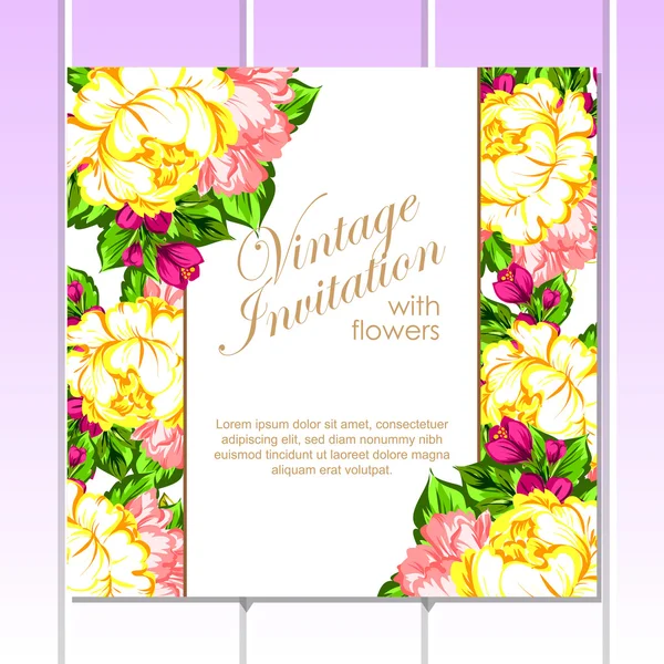 Carte d'invitation vintage floral — Image vectorielle