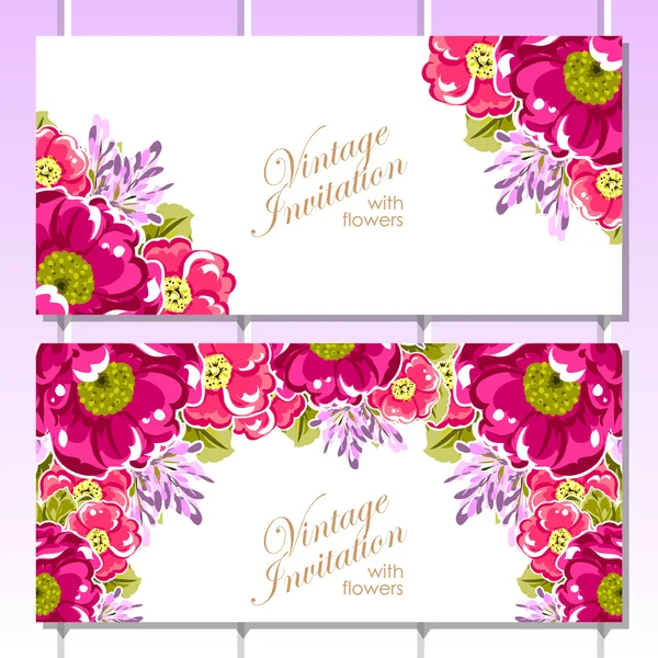 Set of horizontal floral invitational banners — Stock Vector