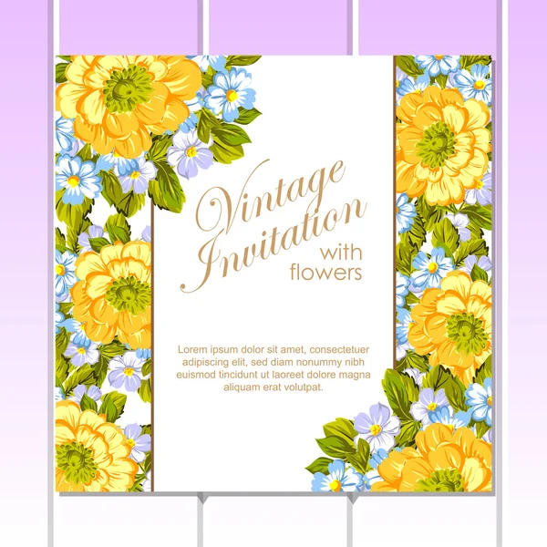 Tarjeta de invitación floral vintage — Vector de stock