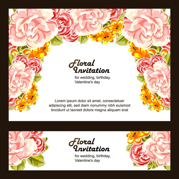Conjunto de cartões convites florais —  Vetores de Stock