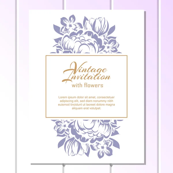 Vintage floral uitnodigingskaart — Stockvector