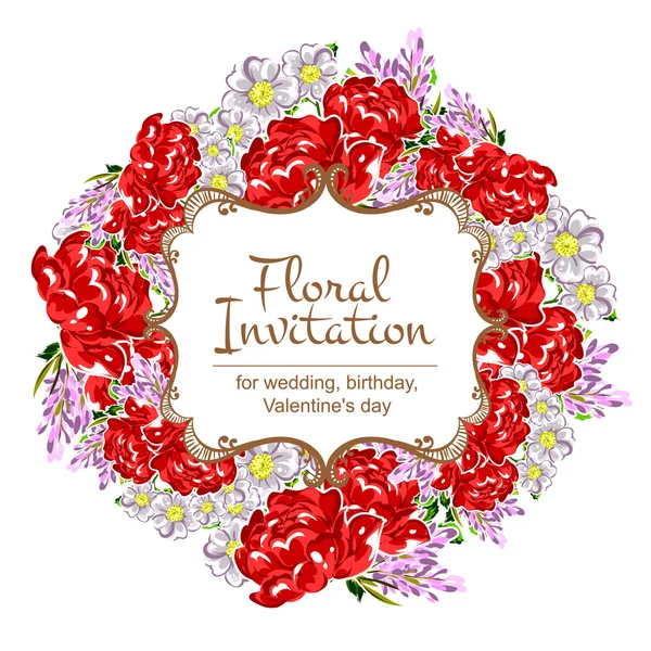 Carte d'invitation florale — Image vectorielle