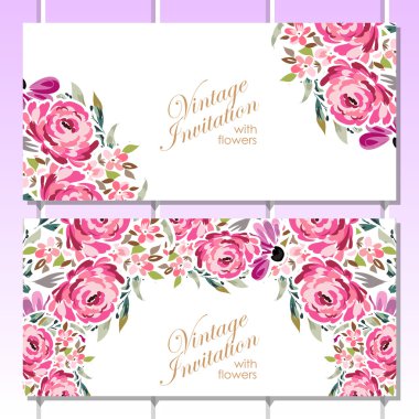 Set of horizontal floral invitational banners clipart