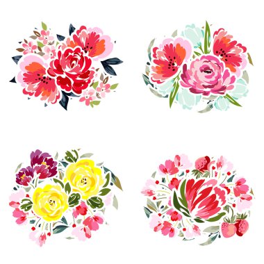 Dizi güzel renkli çiçekler