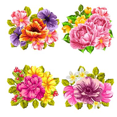 Dizi güzel renkli çiçekler