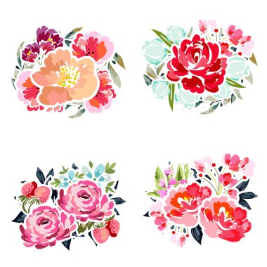 Dizi güzel renkli çiçekler