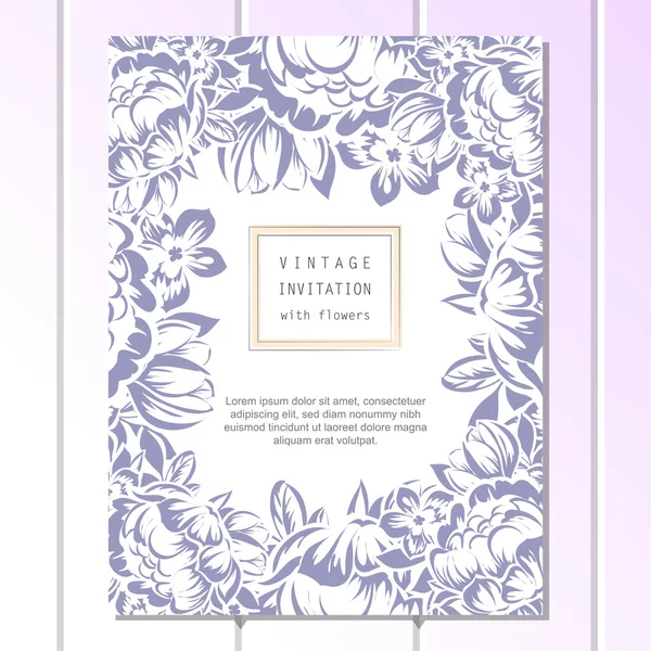 CARTE D'INVITATION FLORALE VINTAGE — Image vectorielle