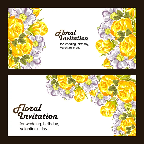 Set of horizontal floral invitational banners — Stock Vector