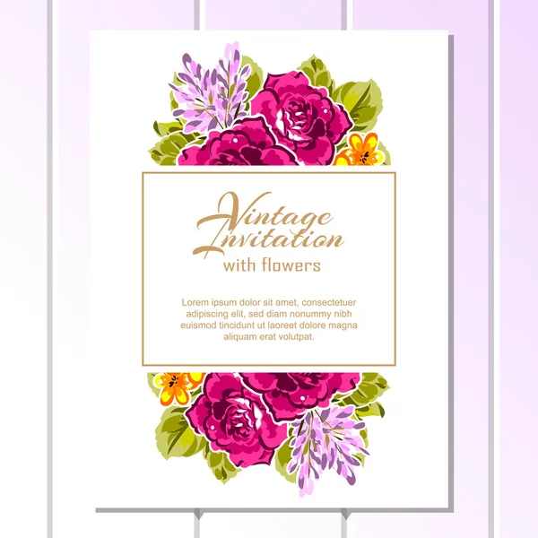 Florale Vintage Einladungskarte — Stockvektor
