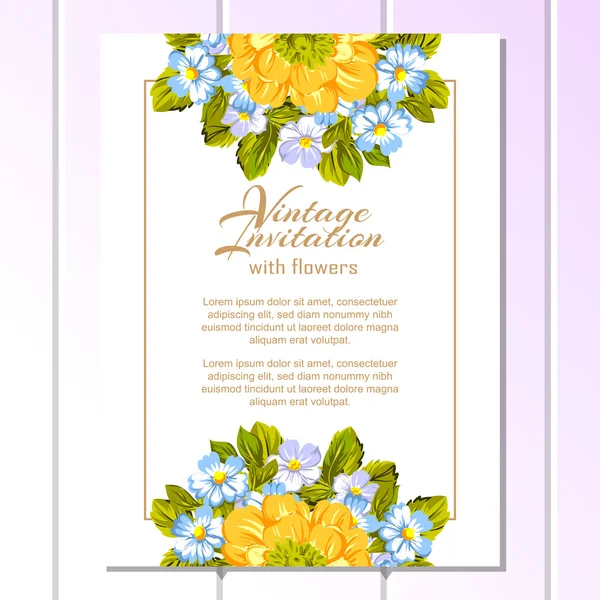 Carte d'invitation vintage floral — Image vectorielle