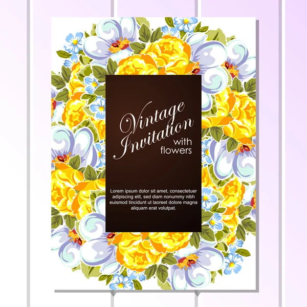 Floral vintage invitation card — Stock Vector