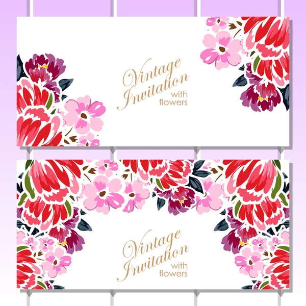 Set of horizontal floral invitational banners — Stock Vector