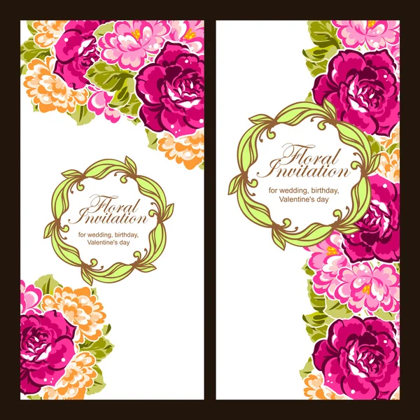 Set of vertical floral invitational banners — Stock Vector