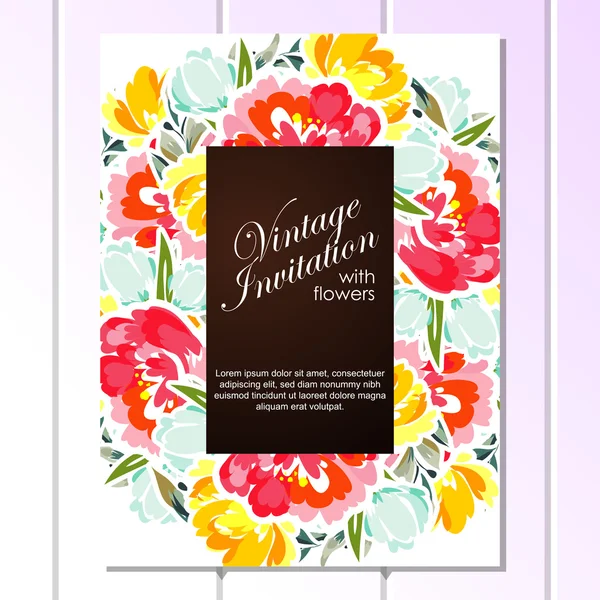 Carte d'invitation vintage floral — Image vectorielle