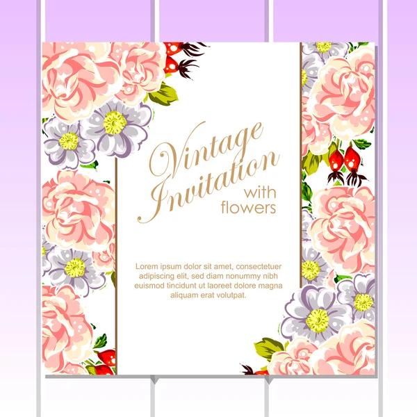 Carte d'invitation vintage floral — Image vectorielle