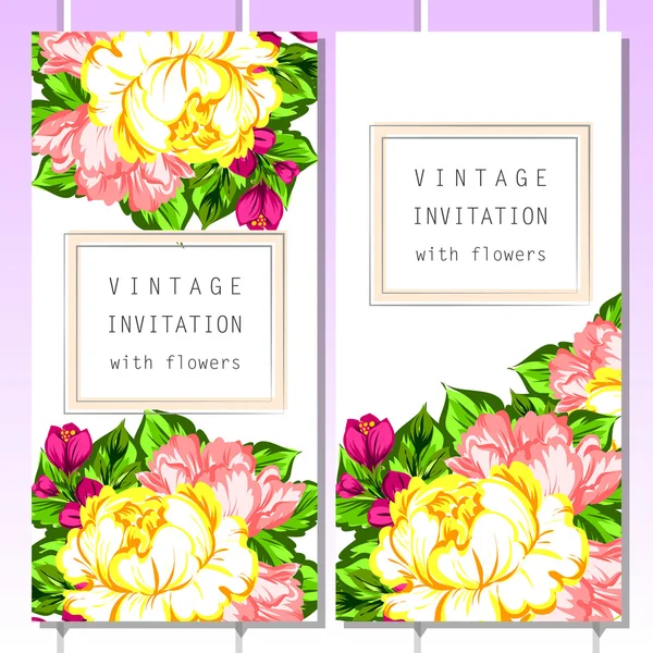 Set of vertical floral invitational banners — Stock Vector