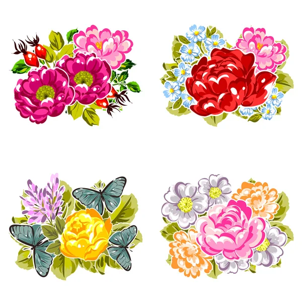 美丽的七彩花朵一套 — 图库矢量图片