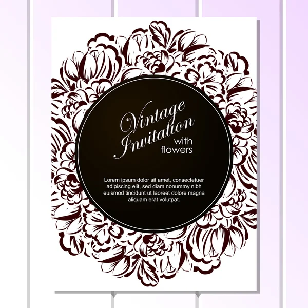 CARTE D'INVITATION FLORALE VINTAGE — Image vectorielle