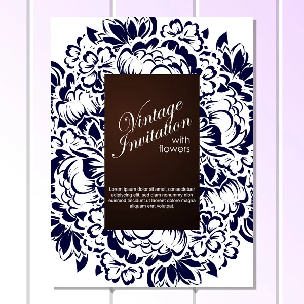 CARTE D'INVITATION FLORALE VINTAGE — Image vectorielle