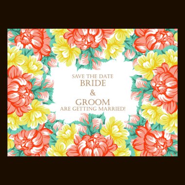 Çiçekli düğün davetiyesi.