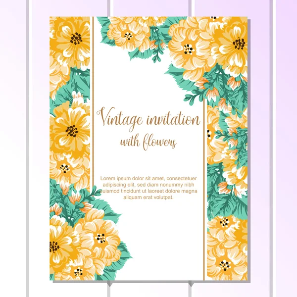 花のヴィンテージの招待カード — ストックベクタ