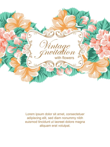 Floral vintage invitation card — Stock Vector