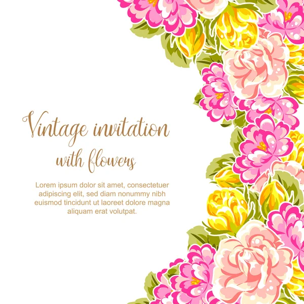 Floral vintage invitation card — Stock Vector