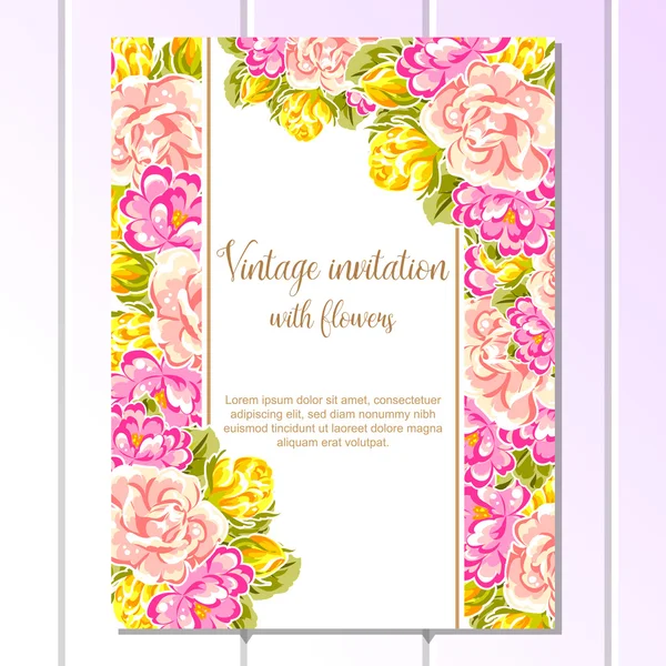 Floral vintage invitation card — Stock Vector