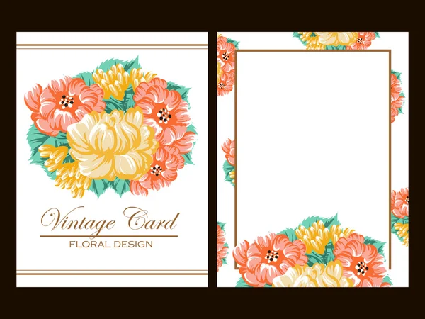 Ensemble de cartes d'invitation vintage florales — Image vectorielle