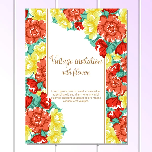 Tarjeta de invitación floral vintage — Archivo Imágenes Vectoriales