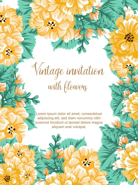 Carte d'invitation vintage floral — Image vectorielle