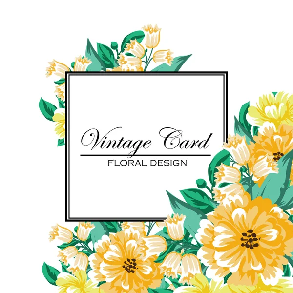 Carte d'invitation vintage floral — Image vectorielle