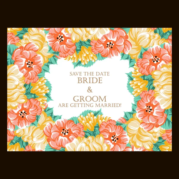 Floral vintage casamento convite cartão — Vetor de Stock