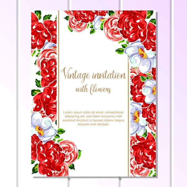 Floral vintage invitation card — Stock Vector