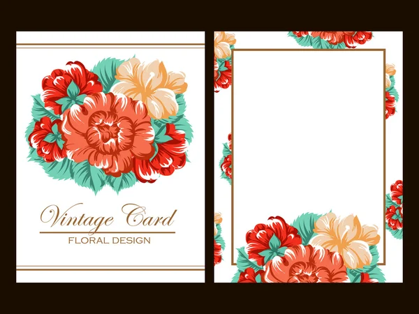 Set floraler Vintage Einladungskarten — Stockvektor