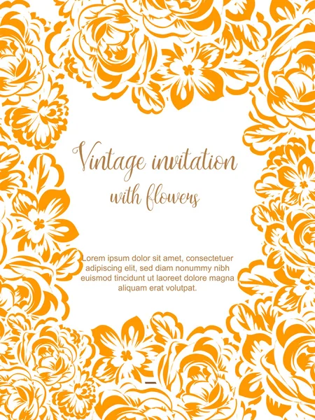 CARTE D'INVITATION FLORALE VINTAGE — Image vectorielle