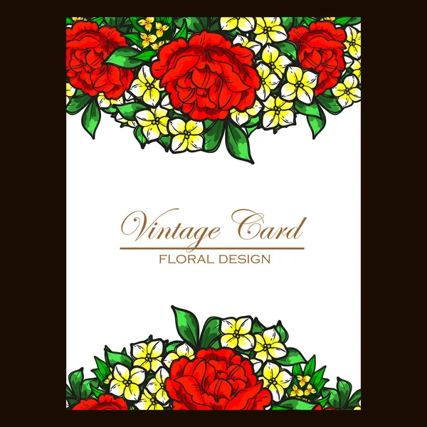 Carte d'invitation vintage floral — Image vectorielle