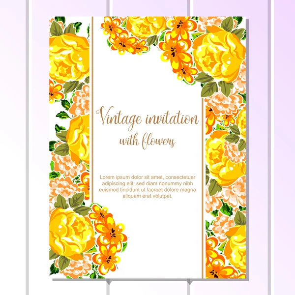 Tarjeta de invitación floral vintage — Archivo Imágenes Vectoriales