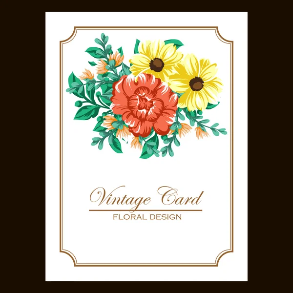 Cartão de convite vintage floral — Vetor de Stock
