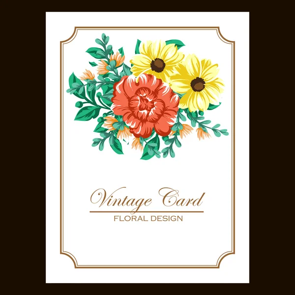 Tarjeta de invitación floral vintage — Vector de stock