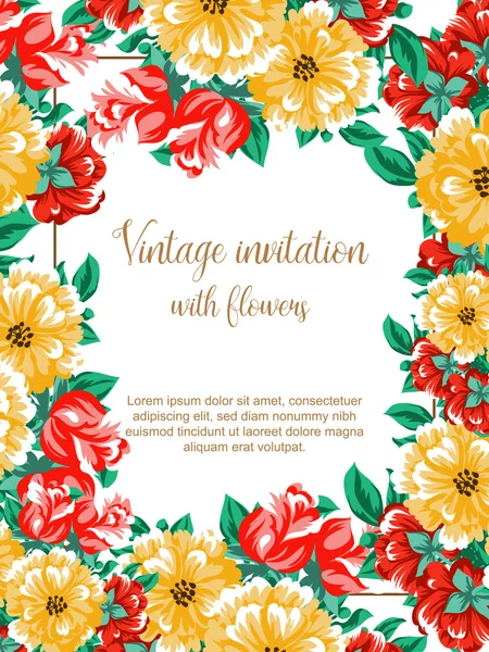 Floral vintage invitation card — Stock Vector