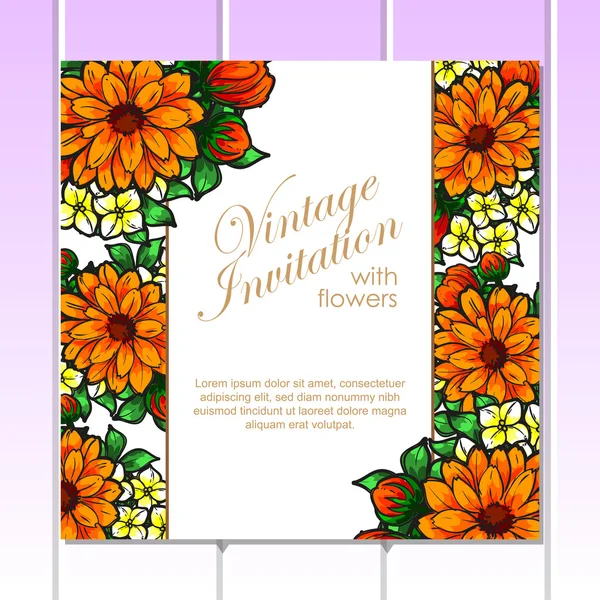 Floral vintage invitation card — Stock Vector