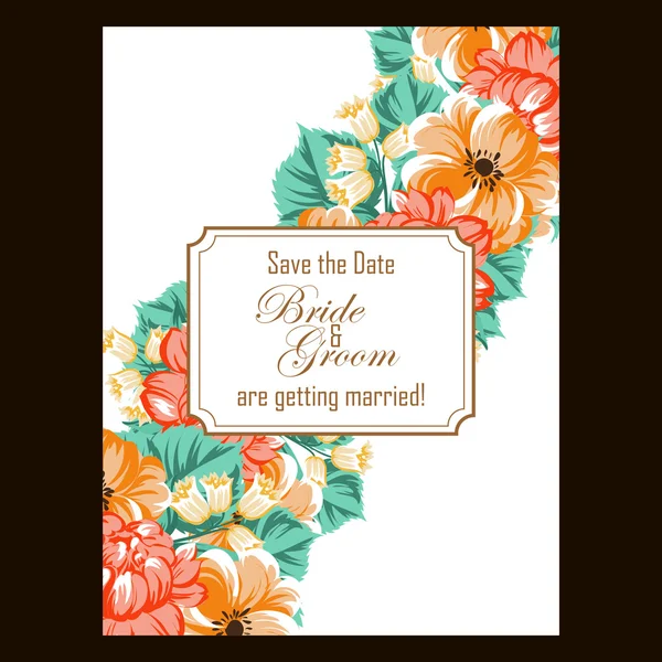 Tarjeta de invitación de boda vintage floral — Vector de stock