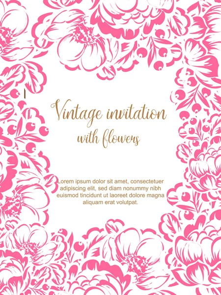 Blumengeschmückte Einladungskarte — Stockvektor