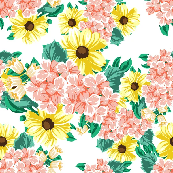 Patrón floral hermoso sin costuras — Vector de stock