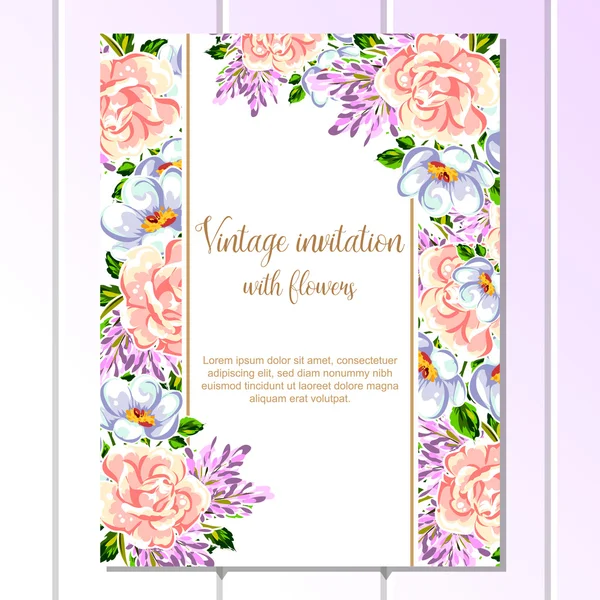 Tarjeta de invitación floral vintage — Archivo Imágenes Vectoriales