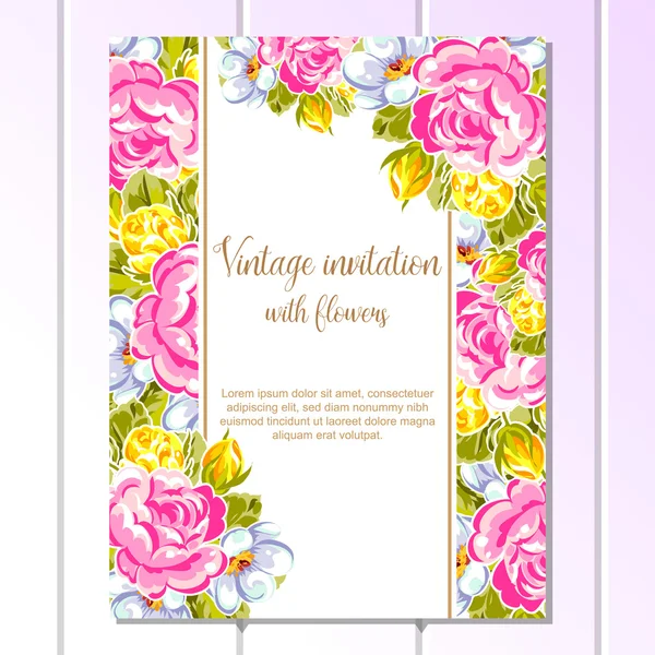 Floral vintage invitation card — Stock Vector